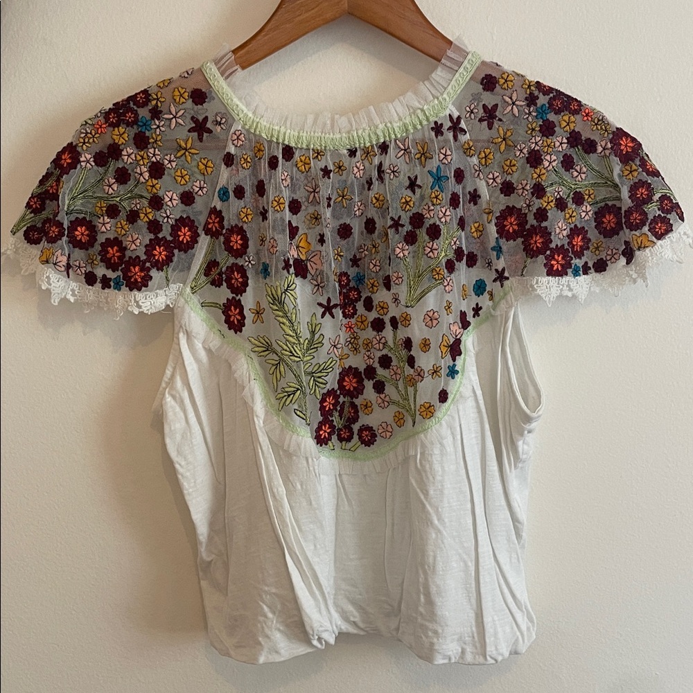 Free People Embroidered Floral White Top - Picture 5 of 5